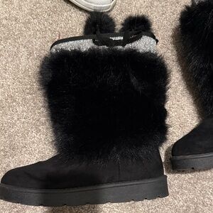Women's Black Fur Boots